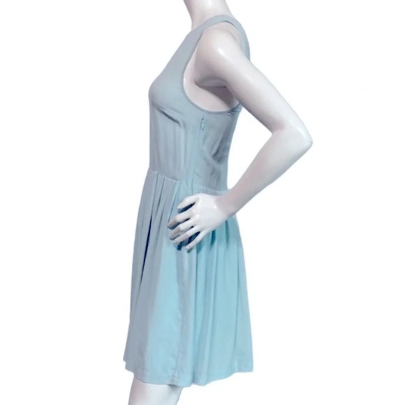 Babaton Aritzia Light Blue 100% Silk Fit and Flare Sleeveless Dress Size 6 - Picture 6 of 8